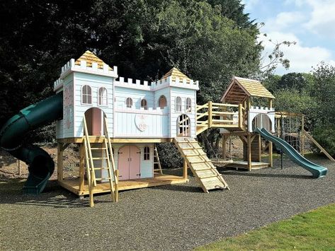 Waterfall Decoration, Play Castle, Fantasy Castles, Garden Playhouse, Kids Castle, Fantasy Play, Climbing Frames, Kids Play Spaces, Play Area Backyard