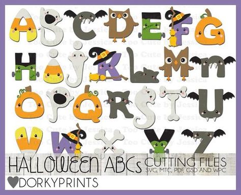 Halloween Alphabet Cuttable Files Halloween fonts #halloweenfonts fonts #fonts font #font 5.343 Halloween Fonts Alphabet, Letters Ideas, Halloween Alphabet, Halloween Infantil, Note Ideas, Etsy Halloween, Simple Collage, Door Decs, Free Handwriting