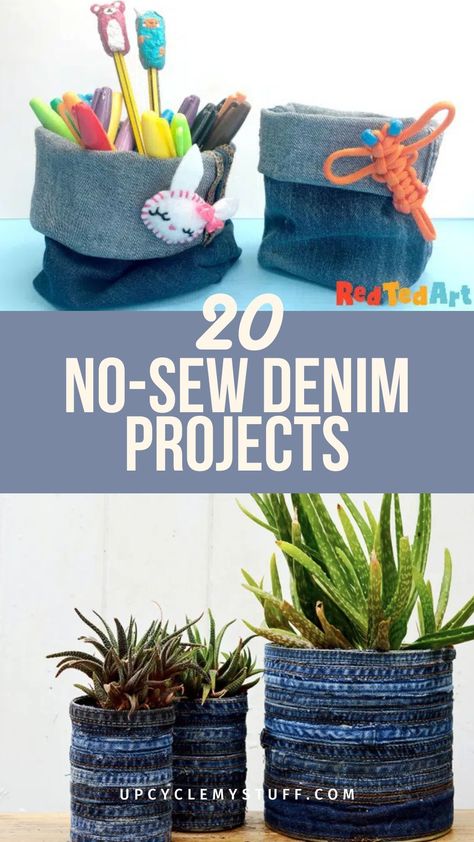 Recycled Clothing Projects, Denim Jean Crafts, Jeans Crafts Ideas Diy, Denim Crafts Diy No Sew, Repurposed Crafts Upcycling, Diy From Old Clothes, Waste Fabric Craft Ideas, No Sew Crafts With Fabric, Denim Rug Diy Old Jeans