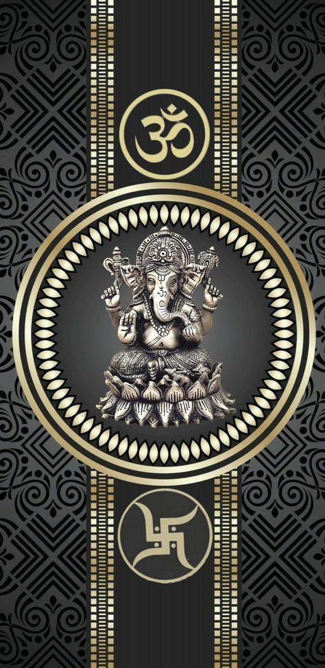 Ganesh with swastik and om 3d Om Pictures, Swastik Design Wallpaper, Om Symbol Art Wallpaper, Swastik Wallpaper, Om Pic, Vinayagar Hd Wallpaper, Swastik Symbol, Swastik Design, Om Pictures