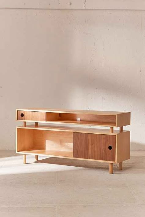 Wood Media Console, Wood Furniture Plans, Record Storage, Plywood Furniture, Furniture Hacks, Creative Furniture, Cheap Furniture, Media Console, Record Player