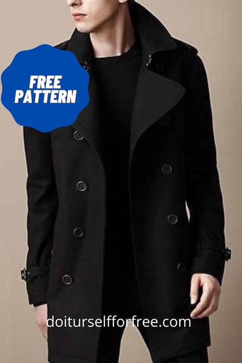 Diy Jacket Pattern, Trench Coat Sewing Pattern, Mens Coat Pattern, Winter Coat Pattern, Trench Coat Pattern, Mens Sewing, Coats For Winter, Mens Jacket Pattern, Knitted Coats