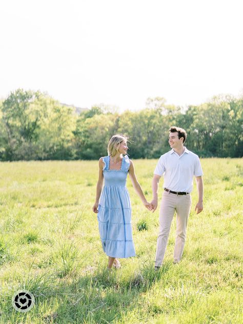 Blue Engagement Outfits, Engagement Pictures Blue Dress, Engagement Photos Outfits Blue Dress, Light Blue Dress Engagement Photos, Navy Blue Engagement Pictures, Blue And White Dress Engagement Photos, Men Engagement Picture Outfit, Blue And White Engagement Photos, Engagement Picture Dresses