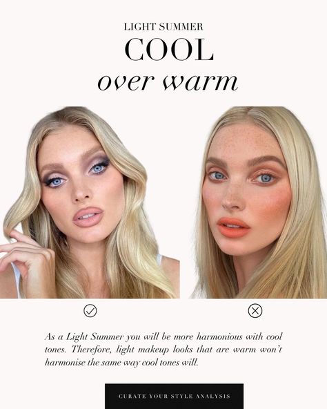 Discovering the allure of Light Summer makeup with Elsa Hosk 🤍 . #coloranalysis #colouranalysis #lightsummer #summerpalette #lightsummerpalette #coloranalyst Light Summer Makeup Looks, Light Summer Color Palette Makeup, Light Summer Makeup, Season Analysis, Color Analysis Summer, Summer Skin Tone, Light Summer Color Palette, Seasonal Makeup, Colour Season