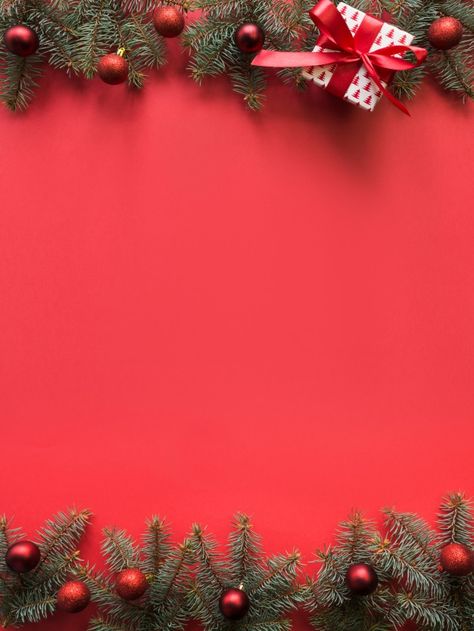 Christmas frame with fir branches, red b... | Premium Photo #Freepik #photo #background #frame #christmas #christmas-tree Christmas Photo Frames, Christmas Photo Background, Red Christmas Background, Photo Christmas Tree, Christmas Photo Frame, Car Poses, Frame Christmas, Christmas Tree Background, Background Frame