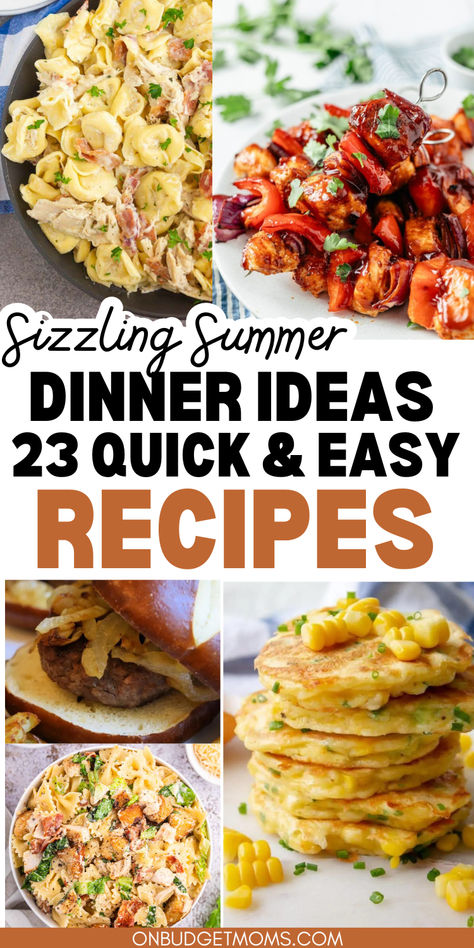 Grab these easy summer dinner ideas for those looking for some quick summer recipe ideas for those hot summer nights. Start meal planning now! Healthy Summer Family Dinners, Easy Hot Weather Dinner Ideas, Fun Saturday Night Dinner Ideas, Easy Summer Dinners For Kids, Hot Day Dinner Ideas, Summer Time Dinner Ideas, Light Meals For Dinner, Hot Weather Dinner Ideas, Hot Day Dinners