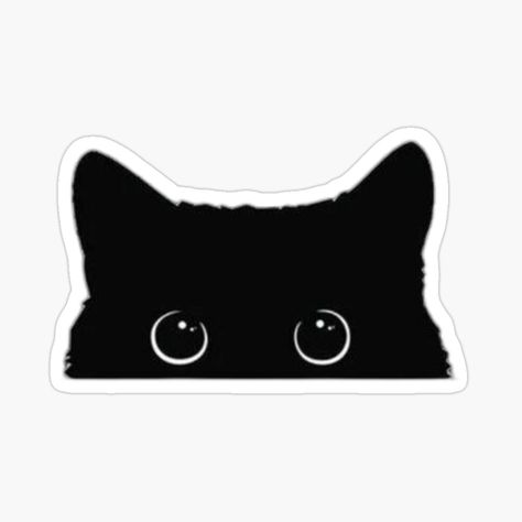 Get my art printed on awesome products. Support me at Redbubble #RBandME: https://www.redbubble.com/i/sticker/Cute-Black-Cat-by-Apparelland1/156951546.EJUG5?asc=u Sticker Printable Black And White, Black Aesthetic Stickers, Phone Cover Stickers, Dark Stickers, Y2k Stickers, Kitten Stickers, Black Cat Sticker, Making Stickers, Black Owl