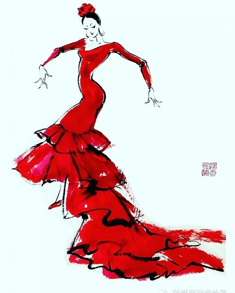 Flamenco Dancers Drawing, Flamenco Drawing, Dance Tattoo, Dancer Drawing, Artwork Watercolor, Flamenco Dancer, Flamenco Dancing, Flamenco Dancers, Beauty Illustration