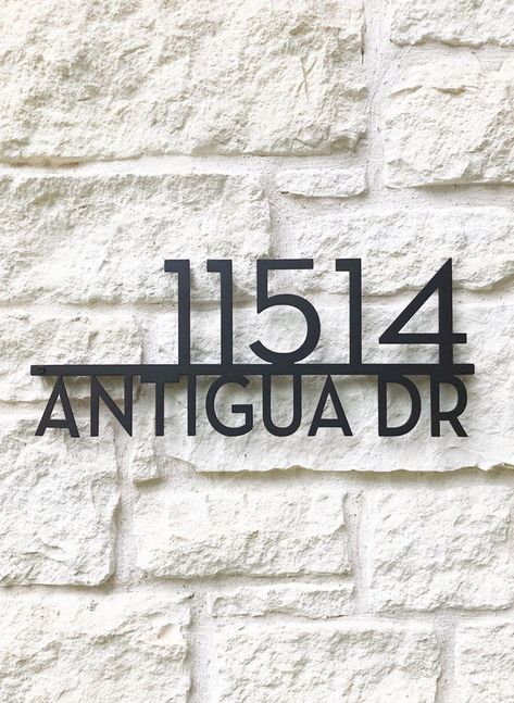 Modern House Numbers Sign, House Name Signs, Name Plates For Home, Metal Signage, Name Plate Design, Name Boards, Address Signs, Georgetown Tx, Modern House Number