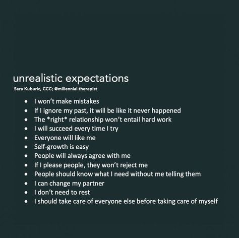 #millennialtherapist #unrealistic #expectations Unrealistic Expectations Quotes, Heathy Relationship, Psychology Tools, Esoteric Wisdom, Expectation Quotes, Relationship Expectations, I Will Succeed, What Love Means, Cutie Quote