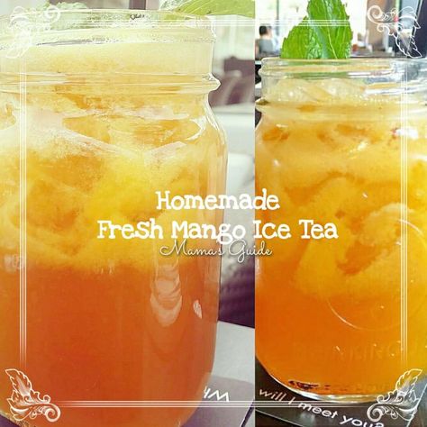 Homemade Fresh Mango Iced Tea Alkaline Drinks, Healthy Iced Tea, Mango Iced Tea, Iced Tea Recipes Homemade, Mango Green Tea, Homemade Iced Tea, Mango Tea, Mango Lemonade, Drink Recipes Nonalcoholic