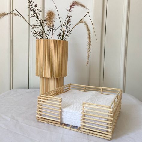 Napkin holder, dinning table decor, dinning room decor, diy, wood sticks Diy Napkin Holder Ideas, Napkin Holder Ideas Diy, Napkin Holder Ideas, Napkin Holder Diy, Diy Napkin Holder, Napkins Holder, Handmade Wood Crafts, Crafts Room, Wood Sticks