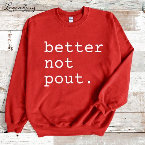 Better Not Pout Christmas Sweatshirt Funny Xmas Shirt Holiday Outfit Christmas Party Outfit Christmas Sweatshirt Christmas Tee Shirts 𝗜𝗺𝗽𝗼𝗿𝘁𝗮𝗻𝘁 𝗧𝗶𝗱 𝗕𝗶𝘁𝘀: ⭐️ Orders ship in 1-2 business days. ⭐️ Need your item sooner? Upgrade to Priority Mail Express at checkout. ⭐️ Size charts are available for all styles. ⭐️ Colors may vary depending on your computer screen. ⭐️ Machine wash cold inside out & tumble dry low. ⭐️ Tank tops run small, we recommend sizing up. Have a question? Send us Party Outfit Christmas, Outfit Christmas Party, Holiday Outfit Christmas, Holiday Party Outfit Christmas, Better Not Pout, Holiday Outfits Christmas, Christmas Tee Shirts, Christmas Party Outfit, Outfit Christmas