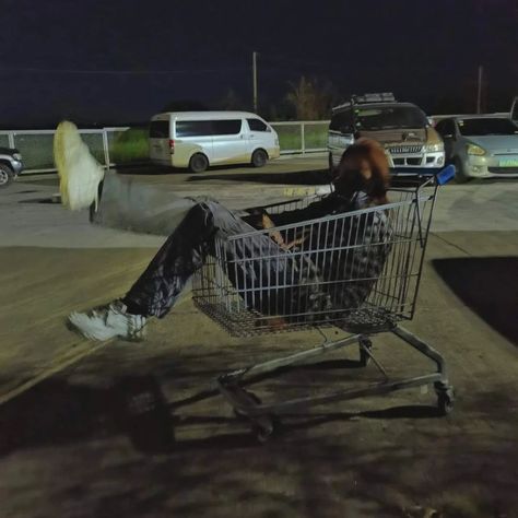 People In Shopping Carts, Person In Shopping Cart, Grocery Cart Photoshoot, Shopping Trolley Aesthetic, Bob Sheldon, Cursed Art, Shoping Cart, Grocery Trolley, Supermarket Trolley