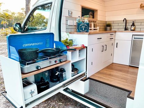 Campervan for Hire in Brisbane QLD from $160.00 "Roma - One Way Possible" :: Camplify Toyota Hiace Campervan, Hiace Campervan, Hiace Camper, Camper Van Kitchen, Hiace Van, Minivan Camper Conversion, Camper Interior Design, Camper Kitchen, Campervan Ideas