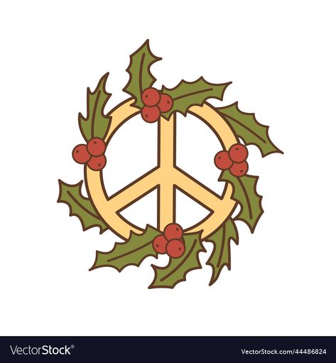 Christmas Peace Sign, Peace Sign Svg, Peace Wreath, Hippie Christmas, Free Svg Images, Christmas Peace, Wreath Illustration, Bow Wreath, Winter Red