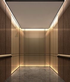 elevator cab- pulp studio glass panels with bronze woven metal mesh Lift Lobby Design, Elevator Lobby Design, Lift Lobby, Elevator Interior, Elevator Lobby, Hotel Corridor, Corridor Design, Elevator Design, Cove Lighting