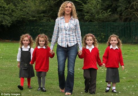 Britain's only identical quadruplets Jessica George, Identical Quadruplets, Corkscrew Curls, Identical Triplets, Modelling Career, Celebrity Twins, Famous Twins, Love Twins, Model School