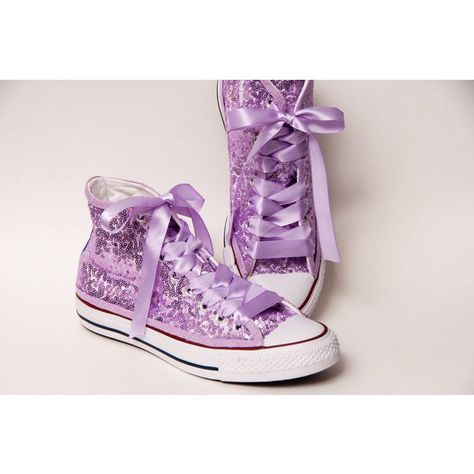 Tiny Sequin Starlight Lilac Purple Over White Converse Hi Top Canvas... ($140) ❤ liked on Polyvore featuring shoes, sneakers, silver, sneakers & athletic shoes, tie sneakers, women's shoes, purple high top sneakers, sequin high top sneakers, white bridal shoes and white sneakers Purple Quince, Purple Wedding Shoes, White Bridal Shoes, Purple Sneakers, White High Tops, Wedding Sneakers, White Converse, White Wedding Shoes, High Top Shoes