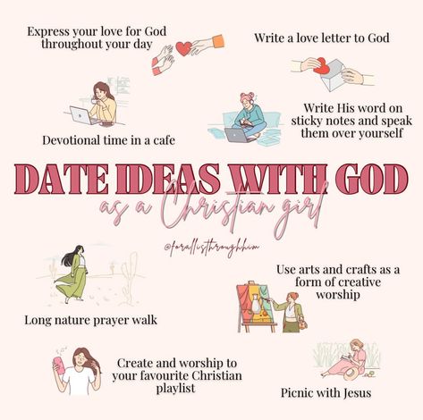 Godly Date Ideas, Bible Date Ideas, Date With God Ideas, Solo Dates With Jesus, Bible Study Date Ideas, Christian Date Ideas, Art Date Ideas, Date With God, Date With Jesus