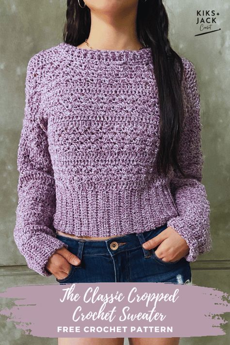 Cropped Crochet Sweater, Crochet Sweater Free, Crochet Jumper, Crochet Sweater Pattern Free, Bonnet Crochet, Crochet Ladies Tops, Crochet Tops Free Patterns, Crochet Cardigan Pattern, Crochet Top Pattern