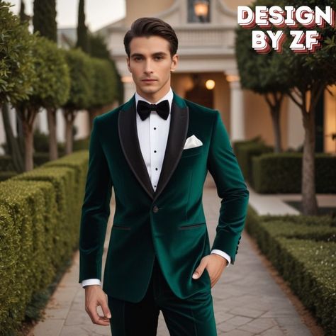 Mens Green Velvet Blazer Outfit, Green Velvet Suit Men, Emerald Green Groomsmen Attire, Emerald Green Groom, Velvet Suit For Men, Green Tuxedo Wedding, Velvet Suit Men, Green Velvet Tuxedo, Green Velvet Suit