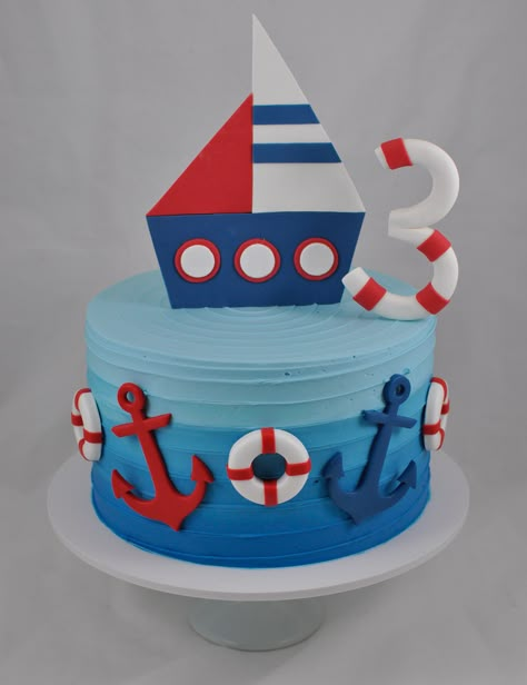 Third Birthday Cake, Nautical Birthday Cakes, Anchor Cakes, Boat Cake, Nautical Cake, Sea Cakes, Nautical Birthday, Baby Birthday Cakes, Frozen Cake