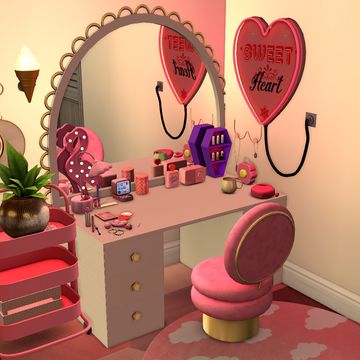 Vanity Set | Mechtasims en Patreon Sims 4 Cc Bedroom Decor Patreon, Makeup Vanity Sims 4 Cc, Sims 4 Cc Vanity Set, Sims 4 Cc Y2k Kitchen, Sims 4 Mods Cc Patreon Furniture, The Sims 4 Cc Furniture Y2k, Sims 4 Cc Bratz Decor, Sims Y2k Furniture, Sims4 Pink Cc