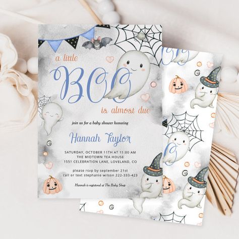 Little Boo Halloween Boy Boy Ghost Baby Shower Invitation #zazzle #weddinginvitations #birthdayinvitations #babyshowerinvitations #zazzleinvitations #monogram #businesscards #graduation #homedecor Fall Baby Shower Invitations Boy, A Little Boo Is Almost Due Boy, October Baby Shower Ideas Boys, A Little Boo Is Almost Due Invitations, A Boo Is Almost Due, Halloween Themed Baby Shower Ideas Boy, Halloween Baby Shower Invitations, Halloween Baby Boy, Little Boo Is Almost Due