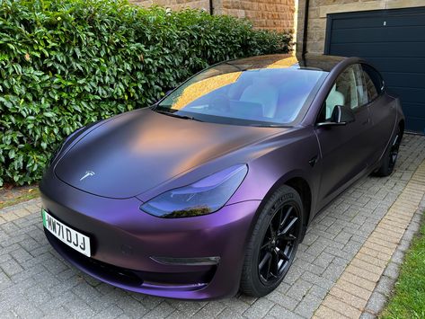 Tesla wrap Tesla Y Wrap, Tesla Wraps Model Y, Tesla Wrapped, Purple Tesla, Wrapped Cars, Black Tesla, Tesla Wrap, Purple Cars, Elon Musk Tesla