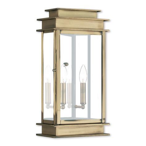 Livex Lighting Princeton 2-Light Antique Brass Outdoor Wall Mount Lantern Door Lights Exterior, Wall Mount Lantern, Livex Lighting, Outdoor Wall Lantern, Wall Lantern, Porch Lighting, Outdoor Wall Lights, Wall Light Fixtures, Outdoor Wall