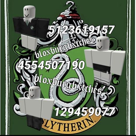 Harry Potter Bloxburg Codes, Bloxburg School Uniform Codes, Houses In Harry Potter, Bloxburg Id Codes For Pictures, Bloxburg Id Codes, Bloxburg Id, Roblox Id Codes For Clothes, Roblox Codes For Clothes, Bloxburg School