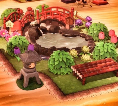 Acnh Chinese Design, Acnh Bamboo Garden Idea, Zen Garden Animal Crossing, Animal Crossing Zen Garden, Jardin Zen Interior, Acnh Zen Garden, Acnh Yard Ideas, Acnh Zen, Zen Pond