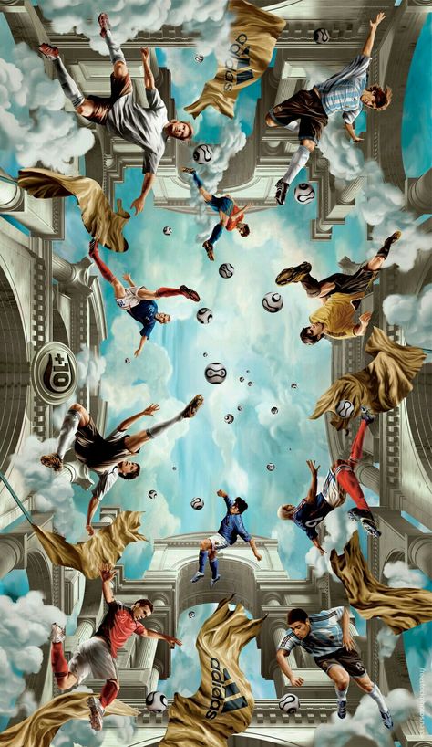 Soccer Mural Wallpaper 3d Ceiling, Stars Poster, Belly Paint, Ceiling Wallpaper, Art Football, Look Adidas, Video Motivation, Guy Gifs, Zlatan Ibrahimović