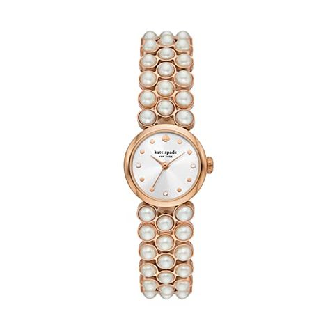 Kate Spade New York Women's Monroe Quartz Stainless Steel Jewelry Dress Watch Black And Gold Watch, Kate Spade Watch, Kate Spade Card Holder, Faux Pearl Bracelet, Watches Women Leather, Pearl Rose, Rose Tone, Dot Markers, Rose Gold Watches