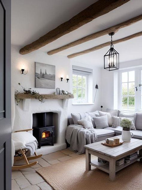 Cottage Lounge, Wall Decor Garden, Decor Living Room Ideas, Room Ideas Living Room, Rectangular Living Rooms, Farmhouse Living Room Furniture, Room Decor Living Room, Country House Interior, Living Room Living Room