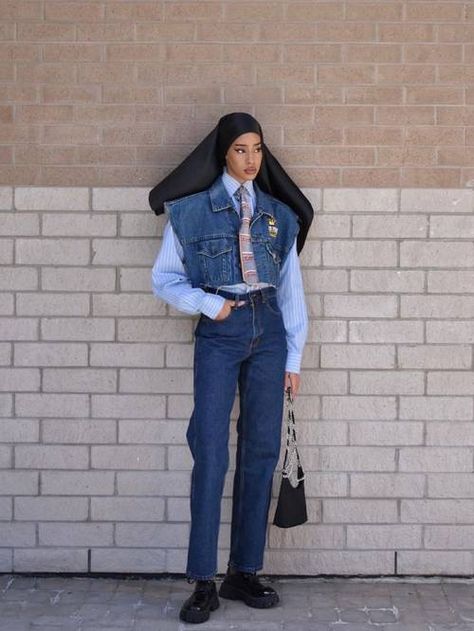 Masc Hijabi Outfit, Masc Hijabi, Kebaya Vintage, Hodan Yousuf, Full Denim Outfit, Styling Pants, Marrakech Style, Hijabi Outfit, Canadian Tuxedo