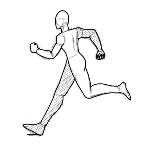 Running Body Base Drawing, Exercise Poses Drawing, Running Sketch Drawing, Pose Reference Running, Running Drawing Reference, Running Pose Reference, Full Body Pose Reference Drawing, Oc Dynamics, Draw Pose