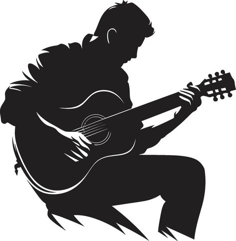 Musician Logo, Emblem Design, Logo Art, Art Logo, Guitarist, Musician, Vector Free, Clip Art, ? Logo