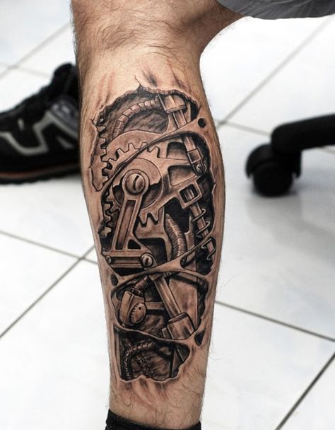 Insane mechanics tattoo Designs (26) Mechanics Tattoo, Mechanical Tattoo, Biomech Tattoo, Biomechanical Tattoo Design, Robot Tattoo, Tato Maori, Tatoo 3d, Gear Tattoo, Steampunk Tattoo