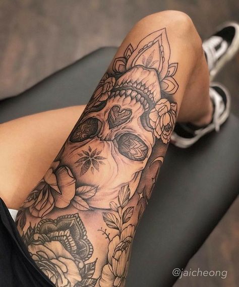 Hip Thigh Tattoos, Full Leg Tattoos, Hip Tattoos Women, Leg Tattoos Women, Leg Sleeve Tattoo, Dope Tattoos For Women, Thigh Tattoos Women, Sleeve Tattoos For Women, Hip Tattoo