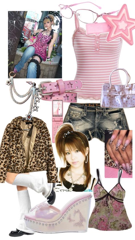 Cheetah Gyaru Outfit, Gyaru Jeans Outfit, Gyaru Shein Finds, Gyaru Fashion Real Life, Simple Gyaru Outfit, Gyaru Jeans, Gyaru Clothing, Gal Outfits, Gyaru Clothes