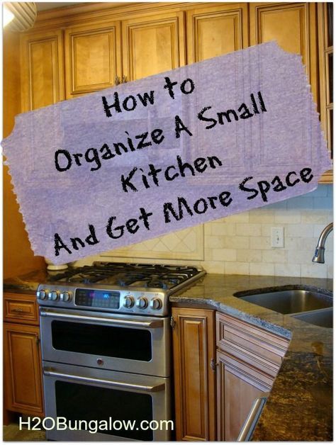 How To Organize A Small Kitchen And Get More Space www.H2OBungalow.com Smallest Kitchen, Organize A Small Kitchen, Big Challenges, Moms Kitchen, Military Housing, Space Kitchen, Corner Sink, Organizing Hacks, Small Kitchens