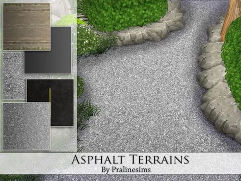 Asphalt Terrains - The Sims 4 Catalog Pralinesims Sims 4, Living Room Sims 4, Outside Flooring, Die Sims 4, Play Sims 4, Free Sims 4, Garden Floor, Sims 4 Expansions, Free Sims