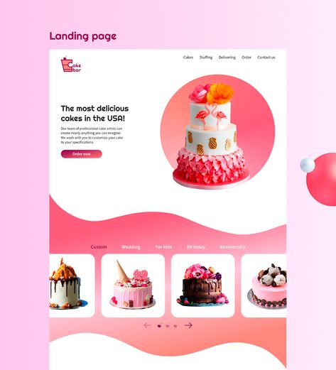 Bakery Website Design Inspiration, Cake Websites, Website Branding Design, Food Website Design, Web Design Inspiration Portfolio, Graphic Designer Studio, Bakery Website, Candy Logo, Shop Website