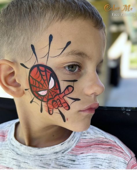 Spiderman Face Paint, Spider Man Face Paint, Spider Face Painting, Easter Face Paint, Superhero Face Painting, Spider Man Face, Easy Face Painting Designs, Mask Face Paint, Spiderman Painting