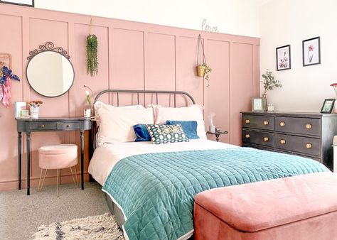 Pink Panelling, Dusky Pink Bedroom, Blush Bedroom, Parents Bedroom, Boys Bedroom Furniture, Pink Victorian, Life On A Budget, Bedroom Bliss, Pink Bedrooms