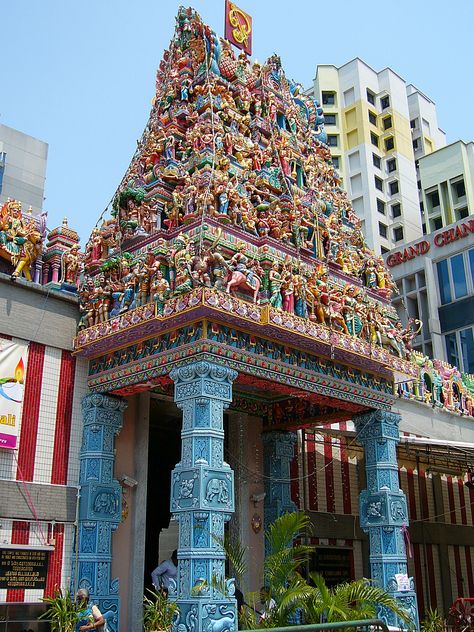 Temple in Little India, Singapore Singapore Painting, Hinduism Aesthetic, Tamil God, Little India Singapore, Indian Temple Architecture, Singapore Photos, Successful Person, Temple Architecture, Indian Temple