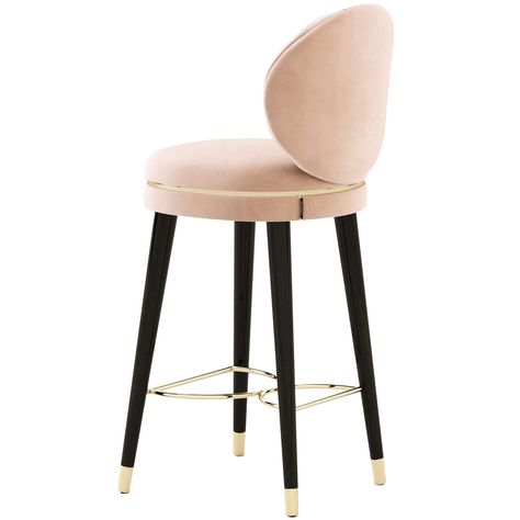 Katy Counter Chair | Domkapa | LuxDeco.com Bar Area Decor, Pink Bar Chairs, Blush Pink Bar Stools, Hot Pink Velvet Bar Stools, Velvet Pink Bar Stools, High Back Bar Stools, Pink Dining Rooms, Luxury Bar Stools, Counter Chairs