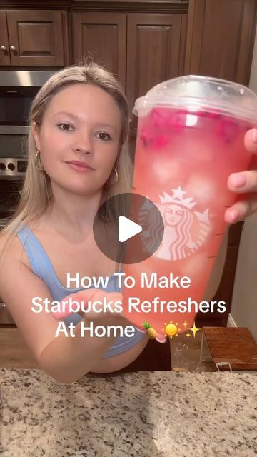 Brookelyn  Meyer ☕️✨🌸 on Instagram: "Pineapple Dragonfruit Refresher 🍍☀️✨

This is a delicious refresher, although because of the pineapple juice I think this would be better with coconut water. It is super easy to make Starbucks refreshers at home 🍍☺️

Recipe:

🍍 1 can @dolepics pineapple juice from @target 
🍍 lemonade from @aldiusa although I think coconut water would be better since there is pineapple, this is still good though!
🍍 freeze dried dragonfruit from @target 
🍍 ice

Follow me @brookelynlikesespresso for daily recipes to make your Starbucks at home (or other drinks at home hehe) on TikTok & IG! ☀️🍍✨

#starbucksrefreshers #refresher #refreshersathome #dragonfruitrefresher #starbucksdragonfruitrefresher #summerdrinks #refreshingdrinks #starbucksathome" How To Make A Starbucks Strawberry Lemonade Refresher, Coconut Water Refresher, Passion Fruit Starbucks Drink, Coconut Refresher Drink, Dunkin Dragonfruit Refresher Recipe, Refreshing Drinks Recipes Easy, Tropical Sunrise Refresher Starbucks, Drinks To Make With Coconut Water, Starbucks Refresher Recipes At Home